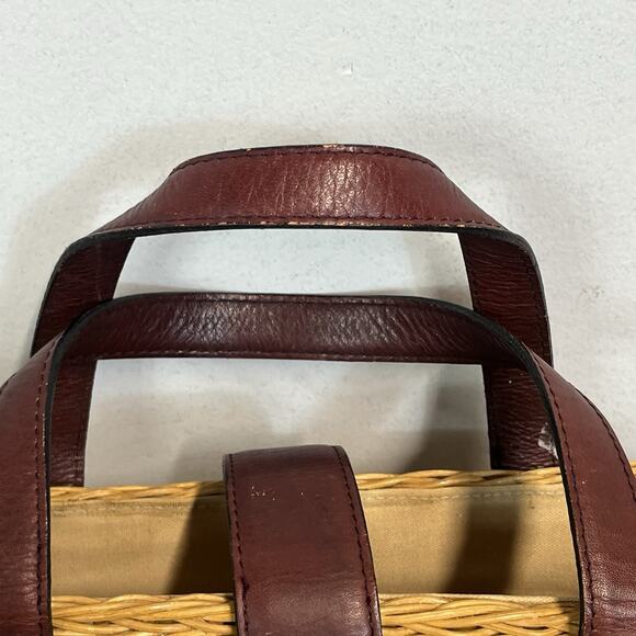 Vintage 80's ETIENNE AIGNER Wicker Leather Handles Basket Bag Handbag Purse - Picture 5 of 15